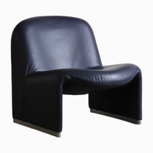 Sillón Alky de cuero índigo de Giancarlo Piretti para Castelli, años 60