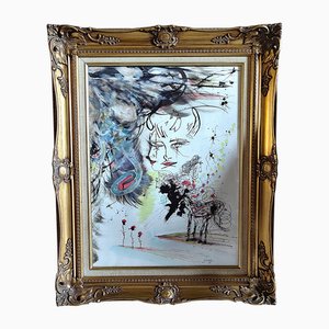Salvador Dali, Composición, 1971, Dibujo en técnica mixta, Enmarcado