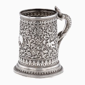 Antique Indian Kutch Silver Mug by Oomersi Mawji for Bhuj, 1890s
