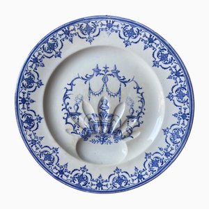 Antiker Majolika Spargel Teller von Jules Vieillard & Cie