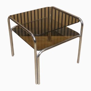 Space Age Beistelltisch aus Rauchglas & Chrom, 1970er
