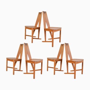 Dining Chairs in Beech by Søren Nissen & Ebbe Gehl for Seltz, France, 1980s, Set of 6