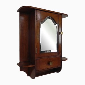 Armoire Murale avec Porte Miroir en Verre Taillé et Tiroir, 1930s