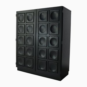 Vintage Belgian Brutalist Black Bar Cabinet by Frans Defour, 1970s