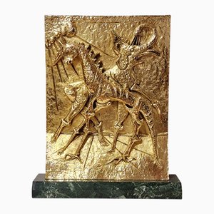 Salvador Dali, La Naissance des Animaux, 1978, Argent Galvanisé sur Socle en Marbre