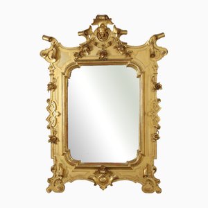 Large Antique Swiss Mirror in Pine