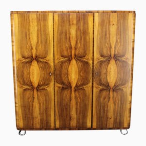 Bauhaus Walnut Finish Wardrobe attributed to Vichr & Spol, Former Czechoslovakia, 1930s