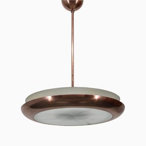 Lampada Bauhaus UFO in rame attribuita a Josef Hurka, Ex Cecoslovacchia, anni '30