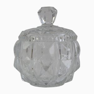 Vintage Bohemian Cut Crystal Sugar Bowl with Lid, 1960s