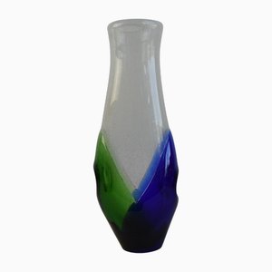 Czech Blue and Green Sommerso Art Glass Vase, 1970s