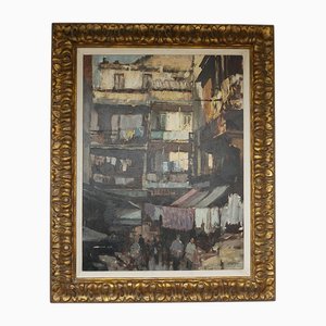 Edward Seago, Street in Wan Chai, Hong Kong, Oil on Board