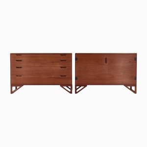 Moderner Dänischer Schrank und Kommode aus Teak & Messing, Svend Langkilde zugeschrieben, 1960er, 2er Set