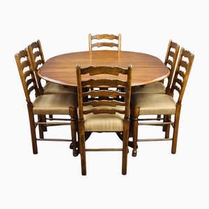 Ausziehbare Stühle aus Eiche mit Tisch und Leitern, 1920er, 7 . Set