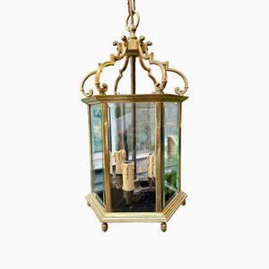 English Georgian Style Brass Hall Lantern, 1980s