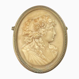 Lava Stone Cameo Brooch