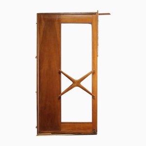 Large Vintage Door in Beech and Walnut with Glass, 1950s