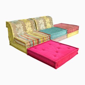 Mah Jong Sofa in Kenzo Fabrics by Gobbo Salotti, 1980s, Set of 9