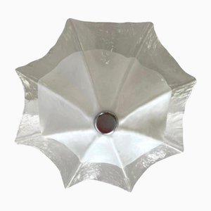 Flush Mount in White Murano Glass and Chrome from A.V. Mazzega, Italy, 1970s