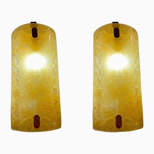 Lumica zugeschriebene Goldene Wandlampen aus Muranoglas, Italien, 1970er, 2er Set
