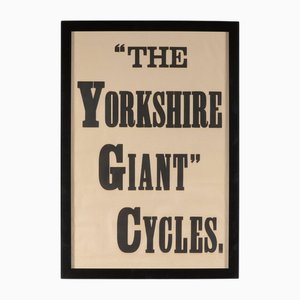 Vintage Framed The Yorkshire Giant Cycles Advertising Poster, 1920s