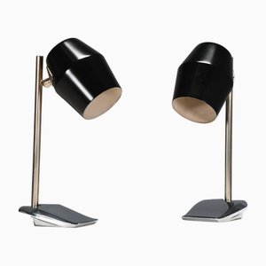 Adjustable Black Metal Table Lamps attributed to Oscar Torlasco for Lumi, Italy, 1950s, Set of 2