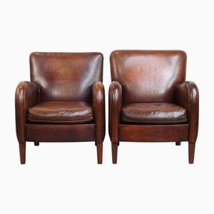 Sheep Leather Armchairs, Set of 2