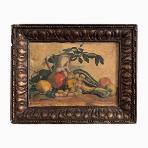 M. Rery, Bodegón con frutas y verduras, siglo XX, óleo sobre lienzo, enmarcado