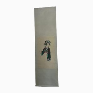 Large Silk Scroll Wall Hanging of Japanese Woman