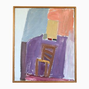 Chair by the Wall, Oil Painting, Framed