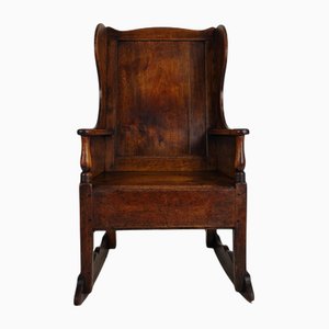 Antique Oak Lambing Rocking Chair, 1800s