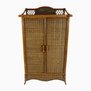 Vintage Kleiderschrank aus Rattan und Bambus