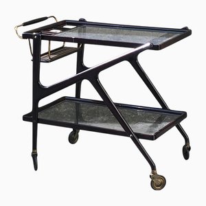 Mahogany Modernist Bar Trolley attributed to Cesare Lacca, Italy, 1950s