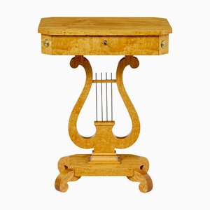 Swedish Empire Revival Birch Lyre Form Side Table, 1920s