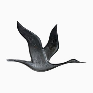 Mid-Century Modern Tin Pewter Wall Bird, 1970s