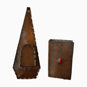Amsterdam School Match Holders in Copper, 1930s, Set of 2
