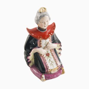 Antique Brazilian Porcelain Chinese Noble Figure by Joao Vieira De Castro, Rio, 1890s-1910s