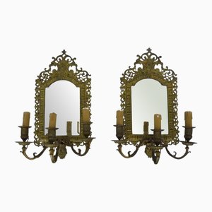 Beveled Mirror Wall Lights, Set of 2