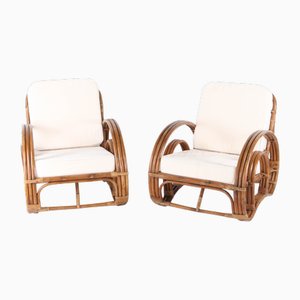 Set aus Rattan Brezel Sesseln, 1970er