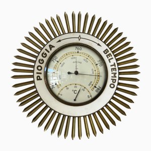Mid-Century Modern Brass Wall Barometer, 1950s