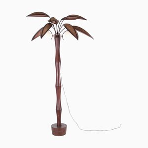 Lámpara de pie de madera de coco, años 70