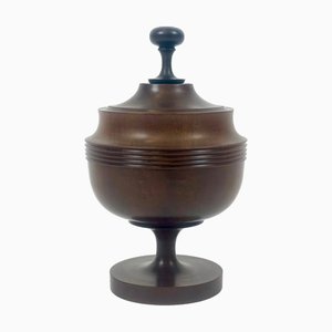 Antique Turned Wood Candy Bowl with Lid, 1890s