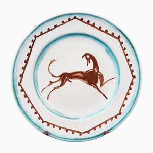Vintage Ceramic Plate with Horse by Orfeo Tamburi, 1940s