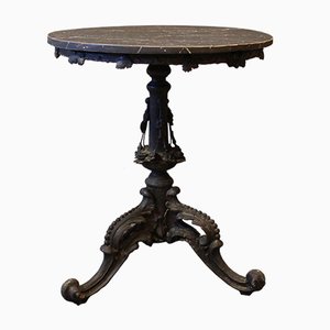 Round Side Table with Black Marbled Tabletop, 1880s