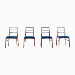 Sillas de comedor de teca y terciopelo de Richard Hornby para Fyne Ladye, años 60. Juego de 4