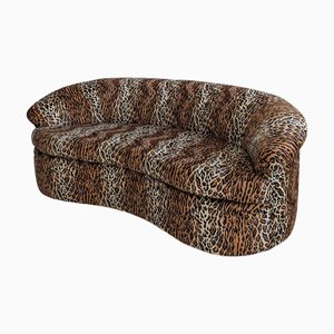 Large Vintage Curvaceous Leopard Print Sofa, 1980s