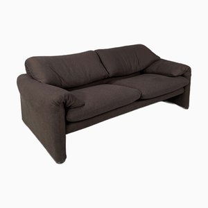 Modern Italian Brown Fabric Sofa Maralunga by Vico Magistretti for Cassina, 1970s