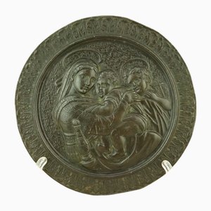 Bronzemedaillon mit Flachrelief mit Darstellung der Madonna Della Seggiola von Raffaello Sanzio, Italien, Ende 1800