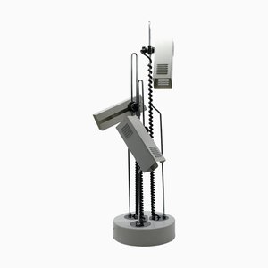 White and Chrome Metal Table Lamp by Joe Colombo, 1970s