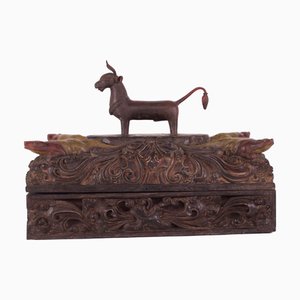 Hindu Ritual Box with Bulls and Rats