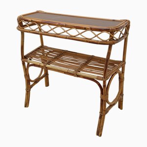 Vintage Bamboo and Wicker Entrance Console attributed to Franco Albini, 1970s
